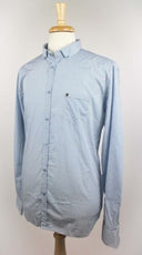 Men's Blue Paisley Dots On White 100% Cotton Dress Shirt