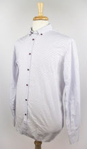 Aglini Mens Dots On Stripes Dress Shirt - White/Purple