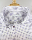 Aglini Mens Dots On Stripes Dress Shirt - White/Purple