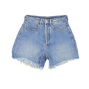 County Light Blue Stonewash Hi Rise Shorts