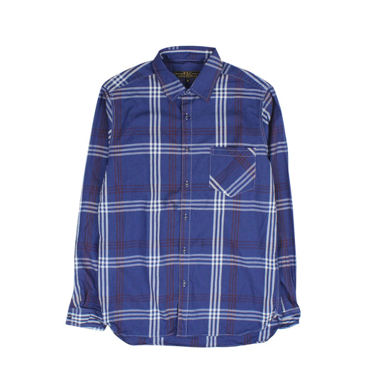 Freeman'S Sporting Club Checkered Cotton Long Sleeve Shirt - Blue/White