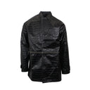 BLACK 2WAY EMBOSSED VARSITY JACKET