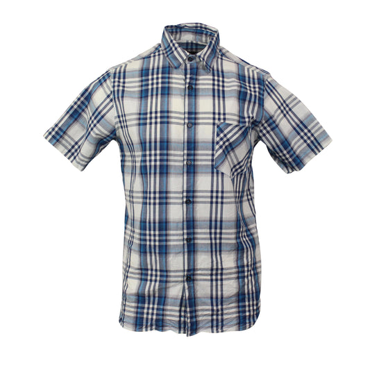 Freeman'S Sporting Club Summer Plaid Cotton Short Sleeve Shirt - Blue