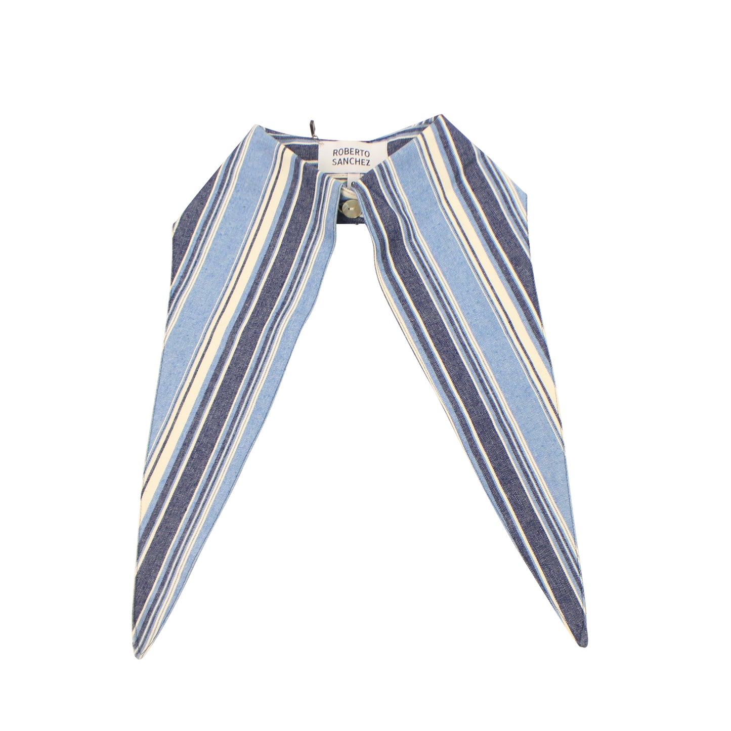 Stripe Roberto Sanchez Olga Crop Top X Pointy Neck Tie - Blue
