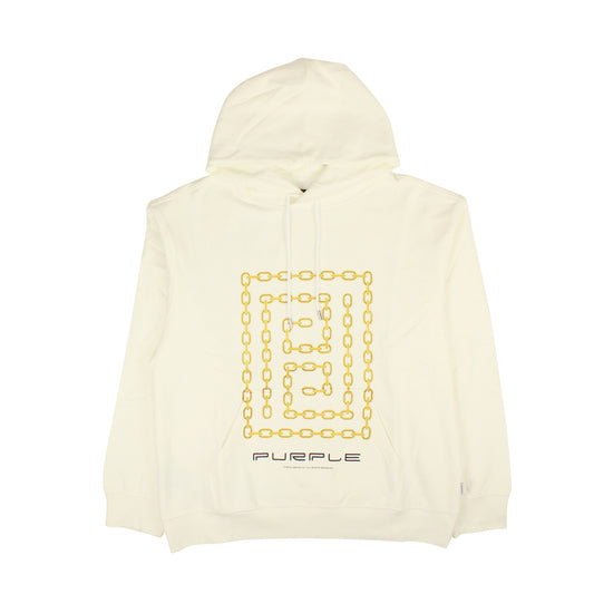 Purple Brand French Terry Pullover Hoody - Meander Chain Coconut Milk - White