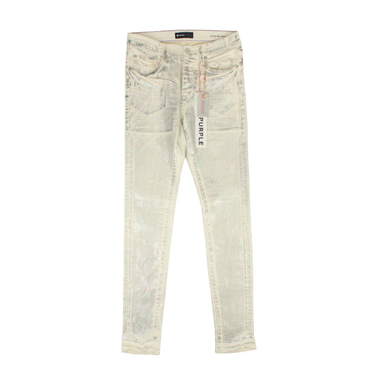 Purple Brand X Ray Iridescent Wave Foil Jeans - White