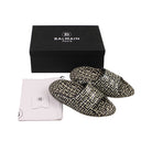 Balmain Quilted Calfskin Leather Monogram B-It Mules - Black/White
