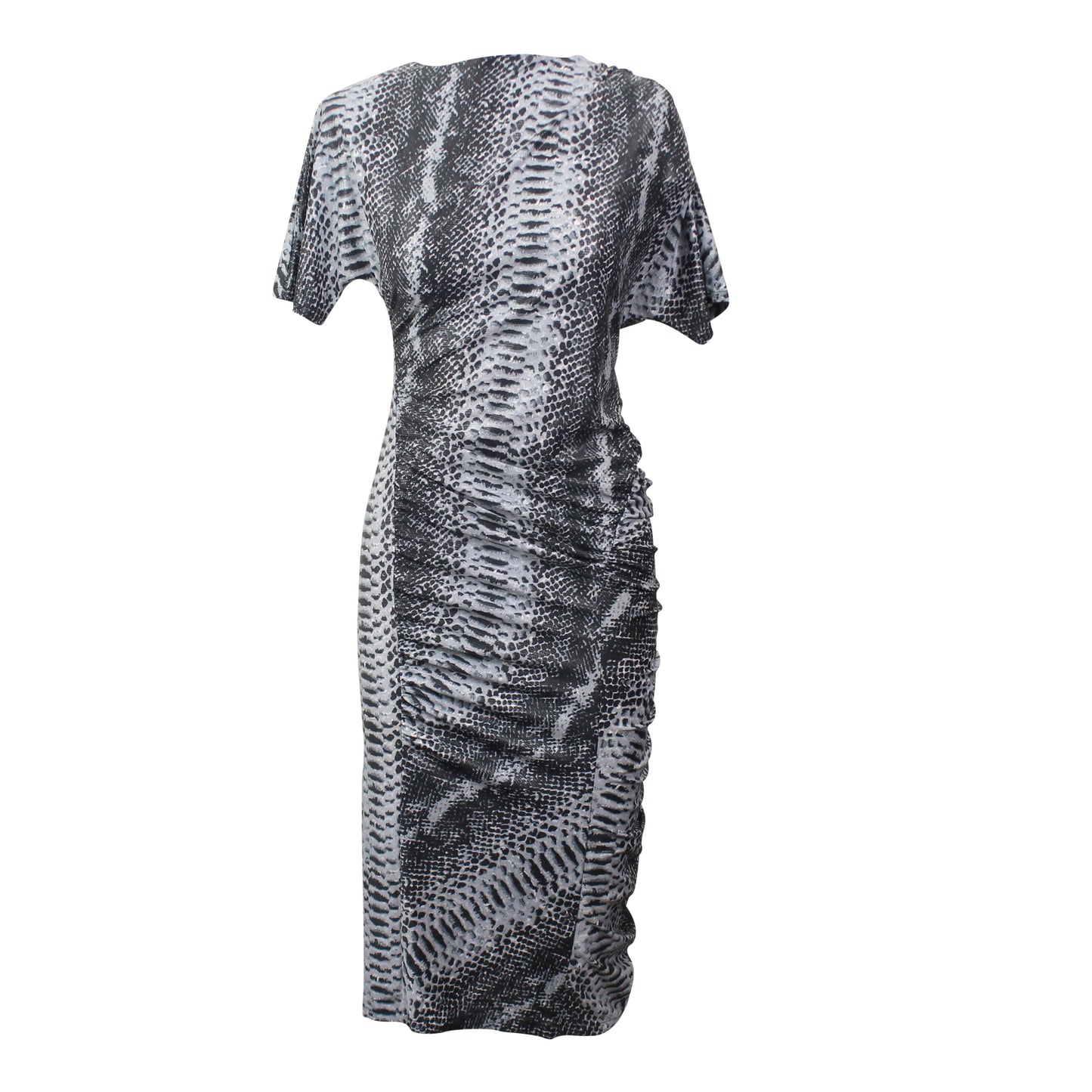 Snake Print Wurst Tight Long Dress W Shoulder Pads - Multi