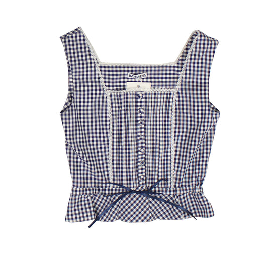 Gingham Batsheva Amy Corset Top - Navy