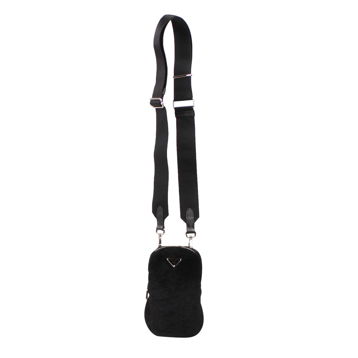 Prada Shearling Shoulder Bag - Black