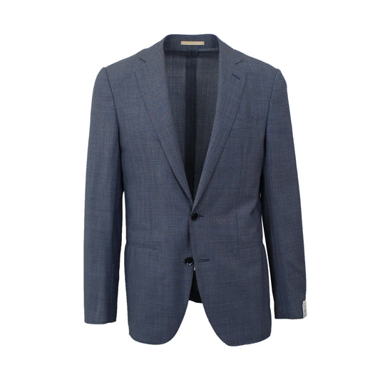 Caruso Single Breasted Wool And Silk Pinstriped Suit 7R - Blue