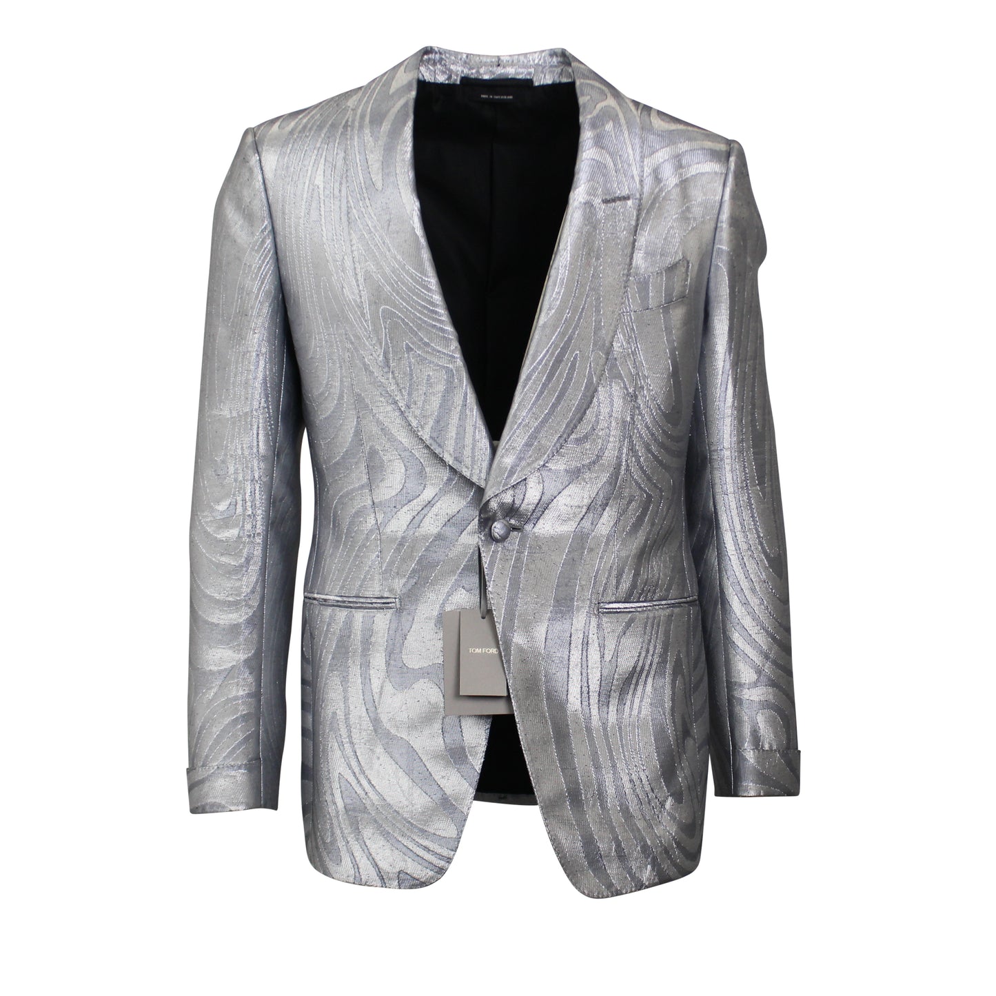 SILVER SHELTON METALLIC WOOD GRAIN SUIT JACKET