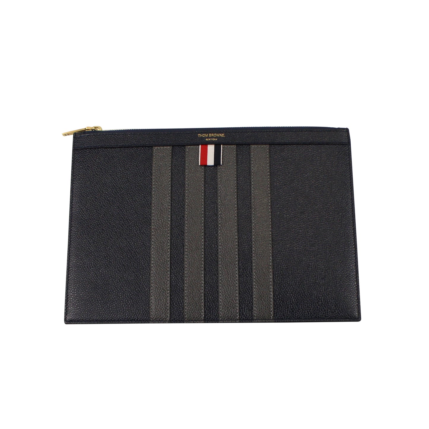 Thom Browne Striped Leather Clutch - Black