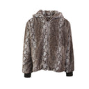 Ecopel Snake Faux Fur Zip Hoodie - Brown