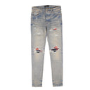 PLAID MX1 Clay Indigo&Red Straight-Fit Jeans