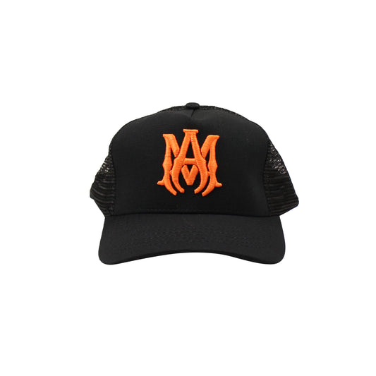 Amiri Ma Logo Trucker Hat - Black/Orange