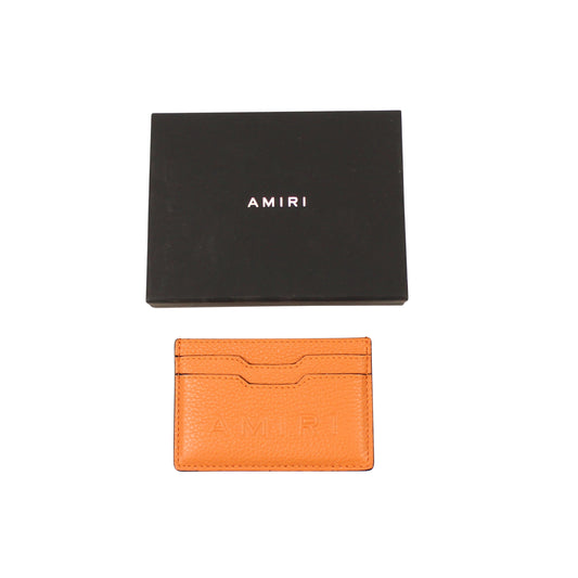 Amiri Pebbled W& Logo Cardholder - Orange