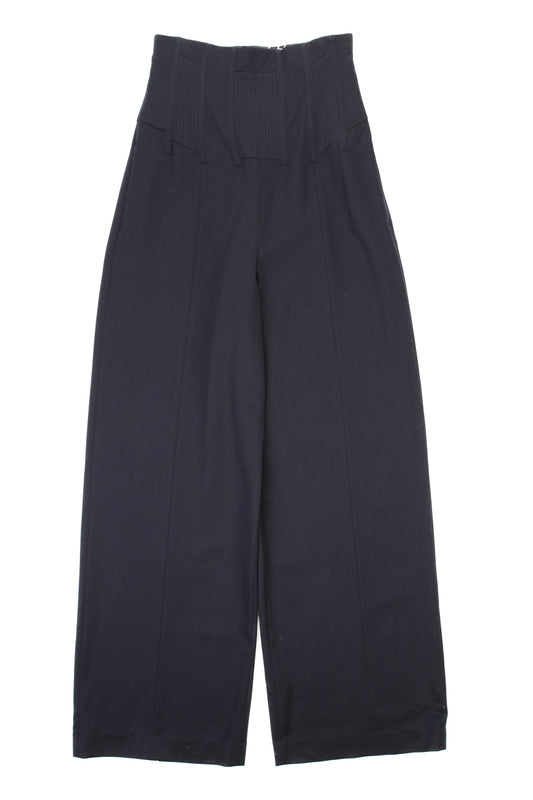 CORSET WIDE LEG NAVY WIDE-LEG PANTS