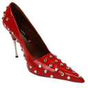 Area Polka Dot Studded Pump - Red