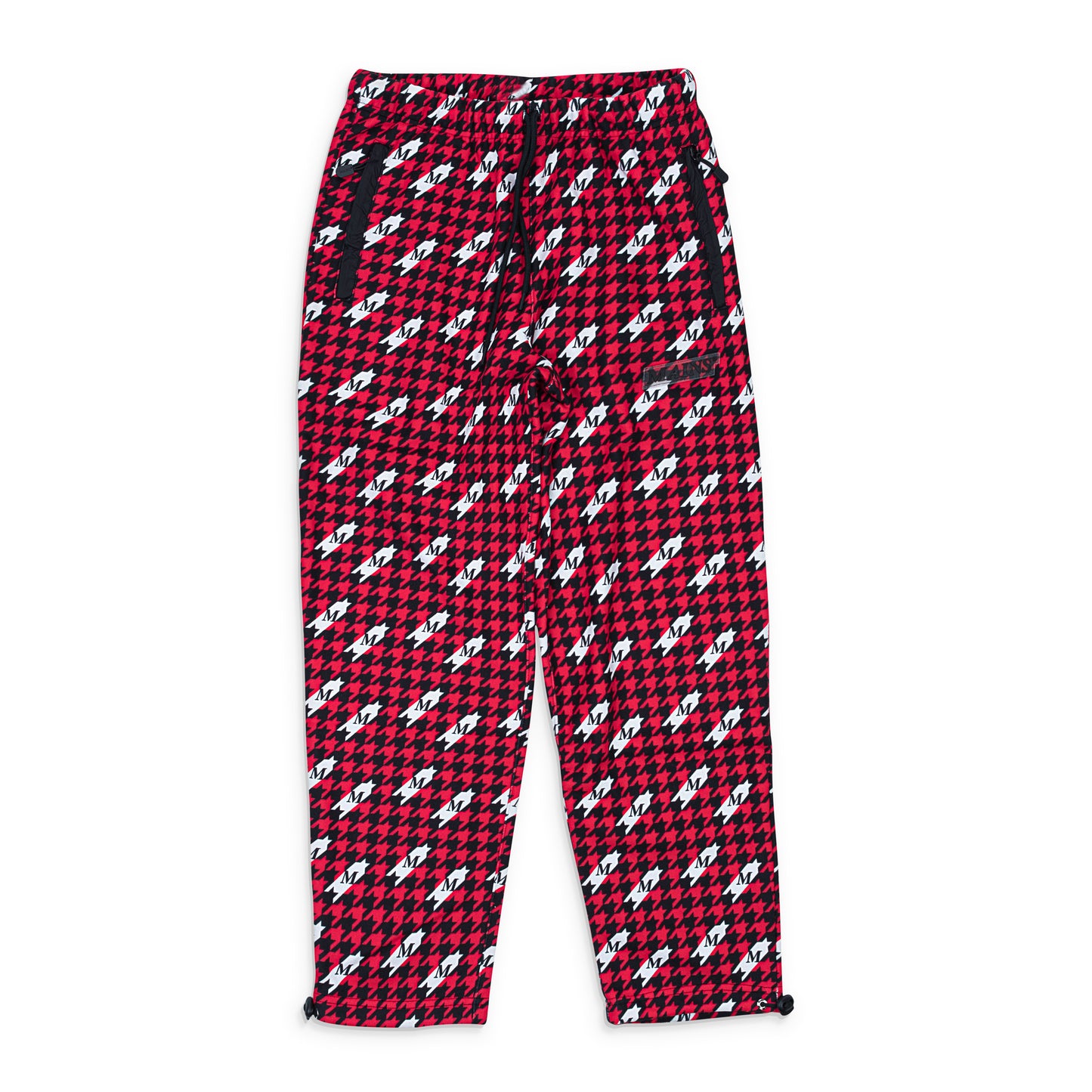 HOUNDSTOOTH BLACK RED TRACK PANTS