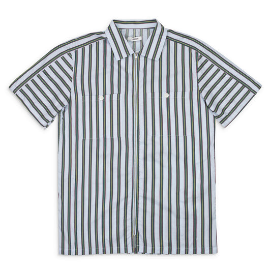 UNIVERSITY STRIPE GREEN CAMP SHIRT POPLIN