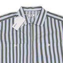 UNIVERSITY STRIPE GREEN CAMP SHIRT POPLIN