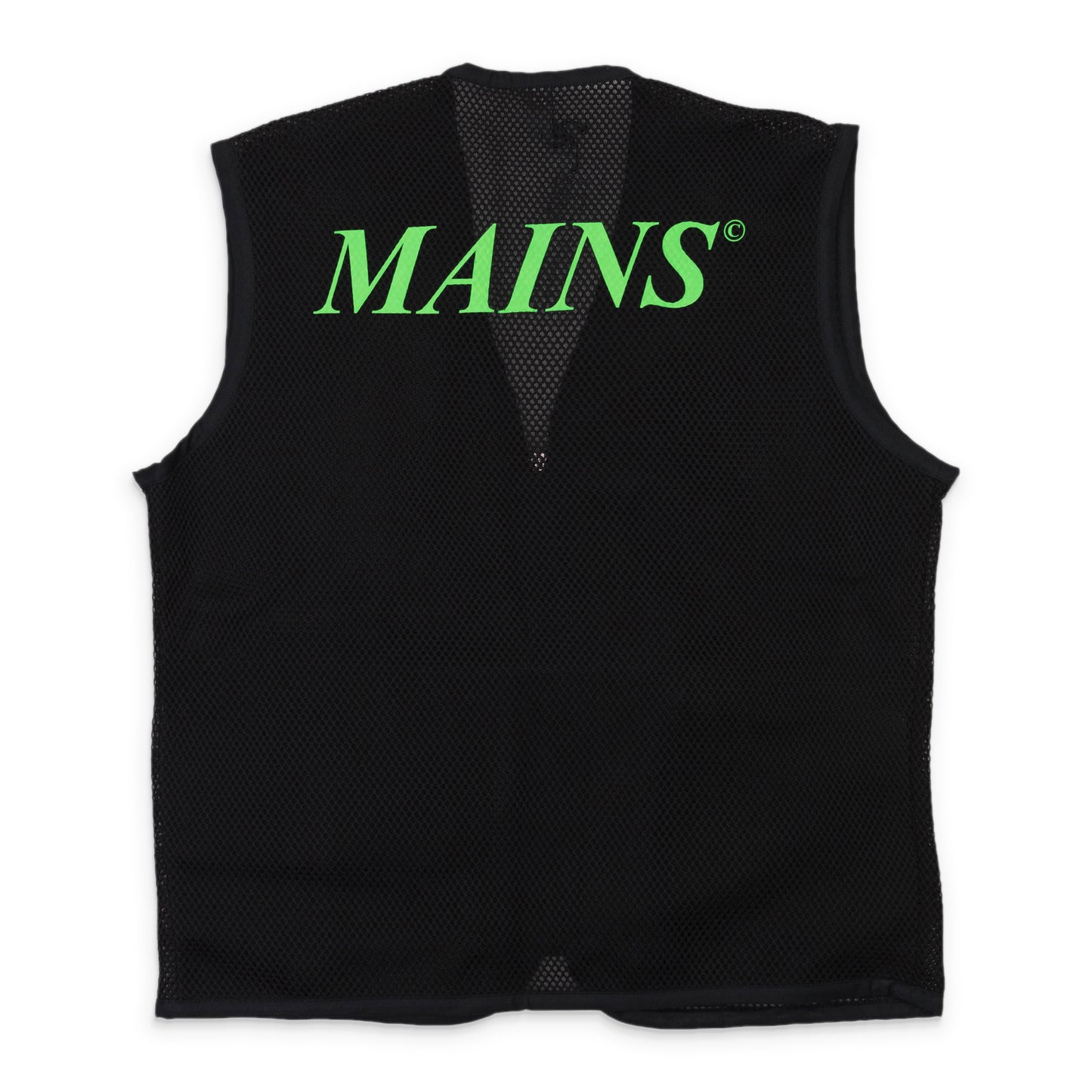 CONTRAST POCKET MESH BLACK GREEN OUTERWEAR VEST