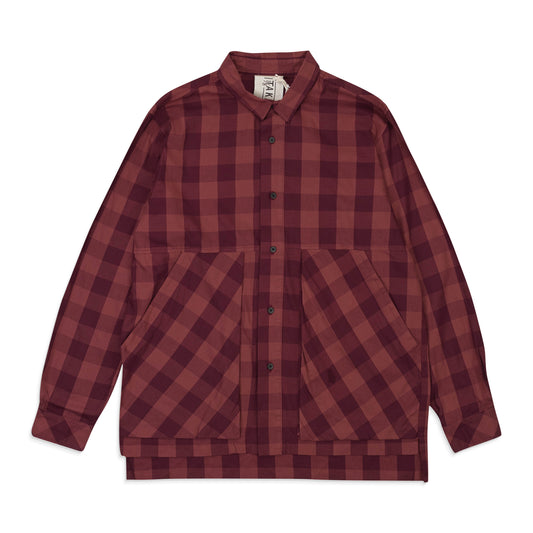 CHECK POCKET RED BUTTON DOWN SHIRT