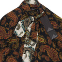 PAISLEY MIX DOUBLE TIE NECK BROWN BUTTON-UP