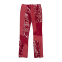 LEATHER PATCHWORK RED WOMEN'S BOOTCUT JEANS