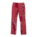 LEATHER PATCHWORK RED WOMEN'S BOOTCUT JEANS