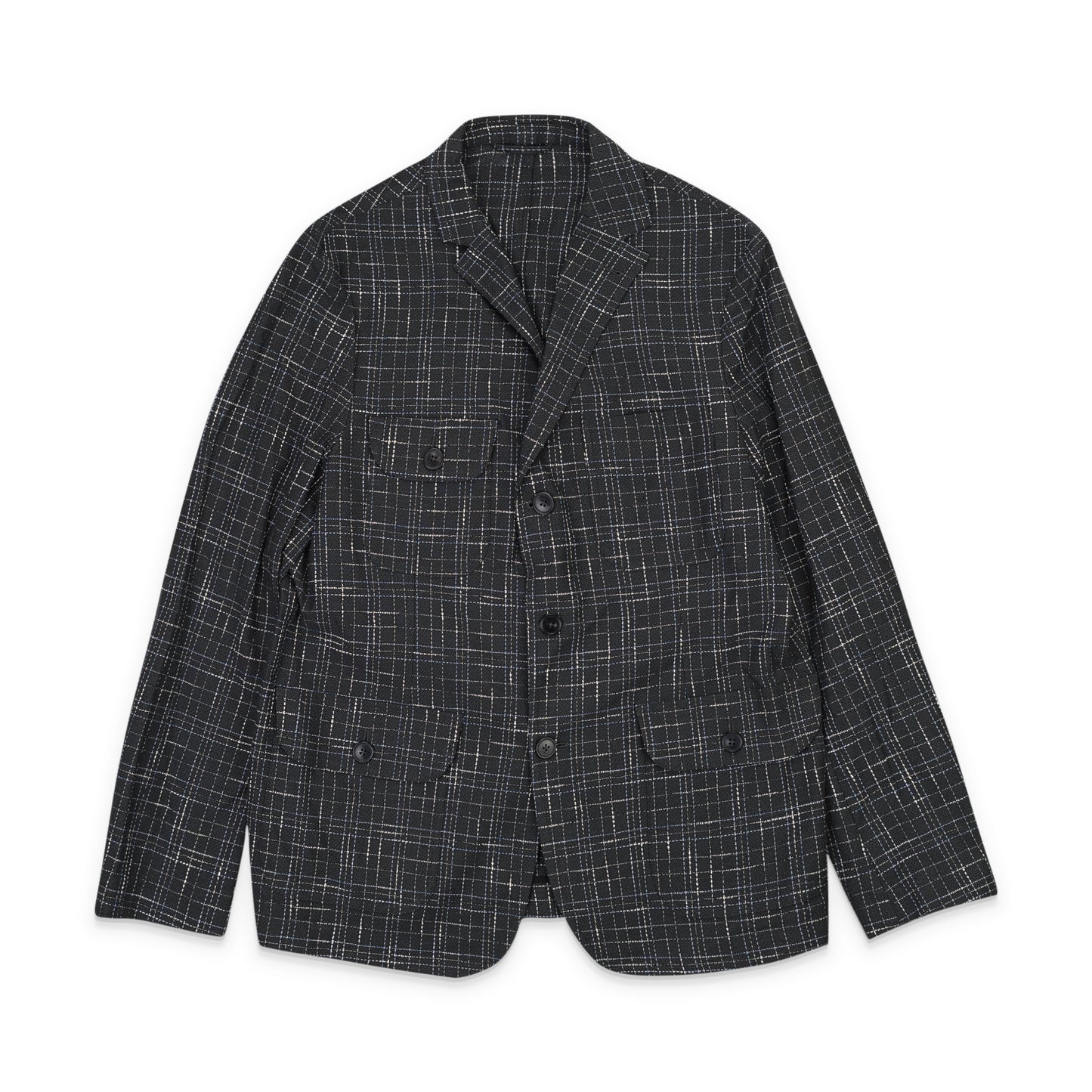 FOUR POCKET CHECKED BOUCLE BLACK BLAZER