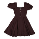 LINEN?BUTTON?DOWN BROWN MINI DRESS