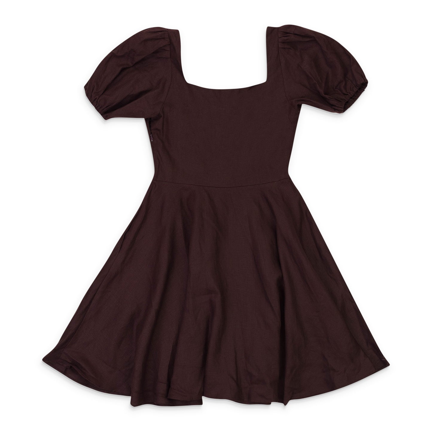 LINEN?BUTTON?DOWN BROWN MINI DRESS