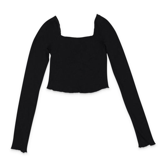 SQUARE NECK BLACK CROP TOP