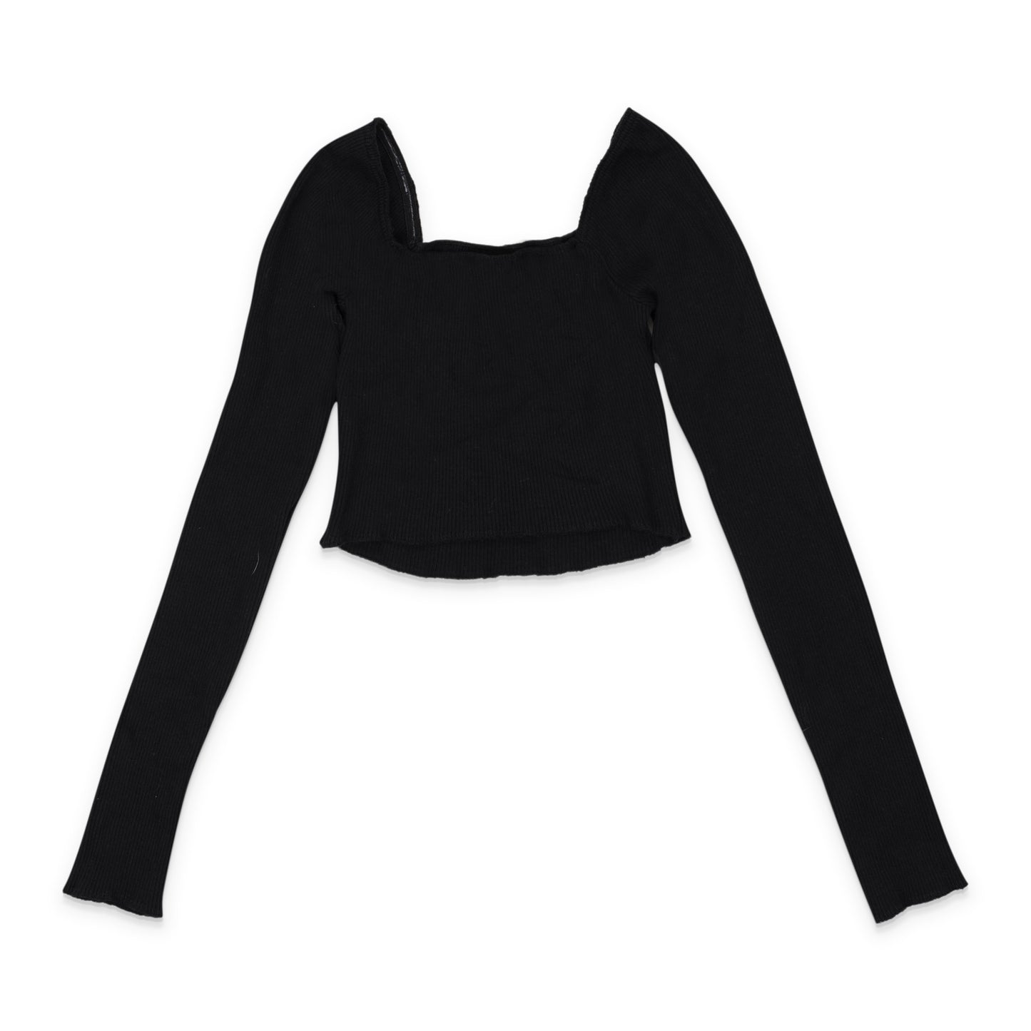 SQUARE NECK BLACK CROP TOP