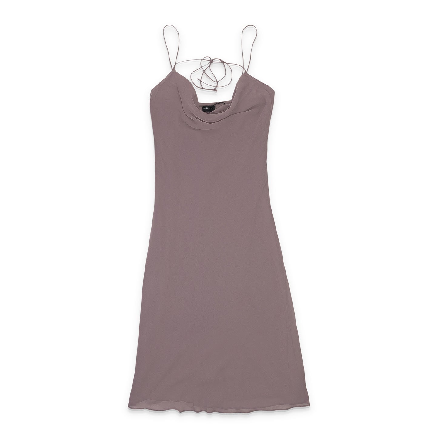 TIE BACK COWL GRAY SLIP DRESS