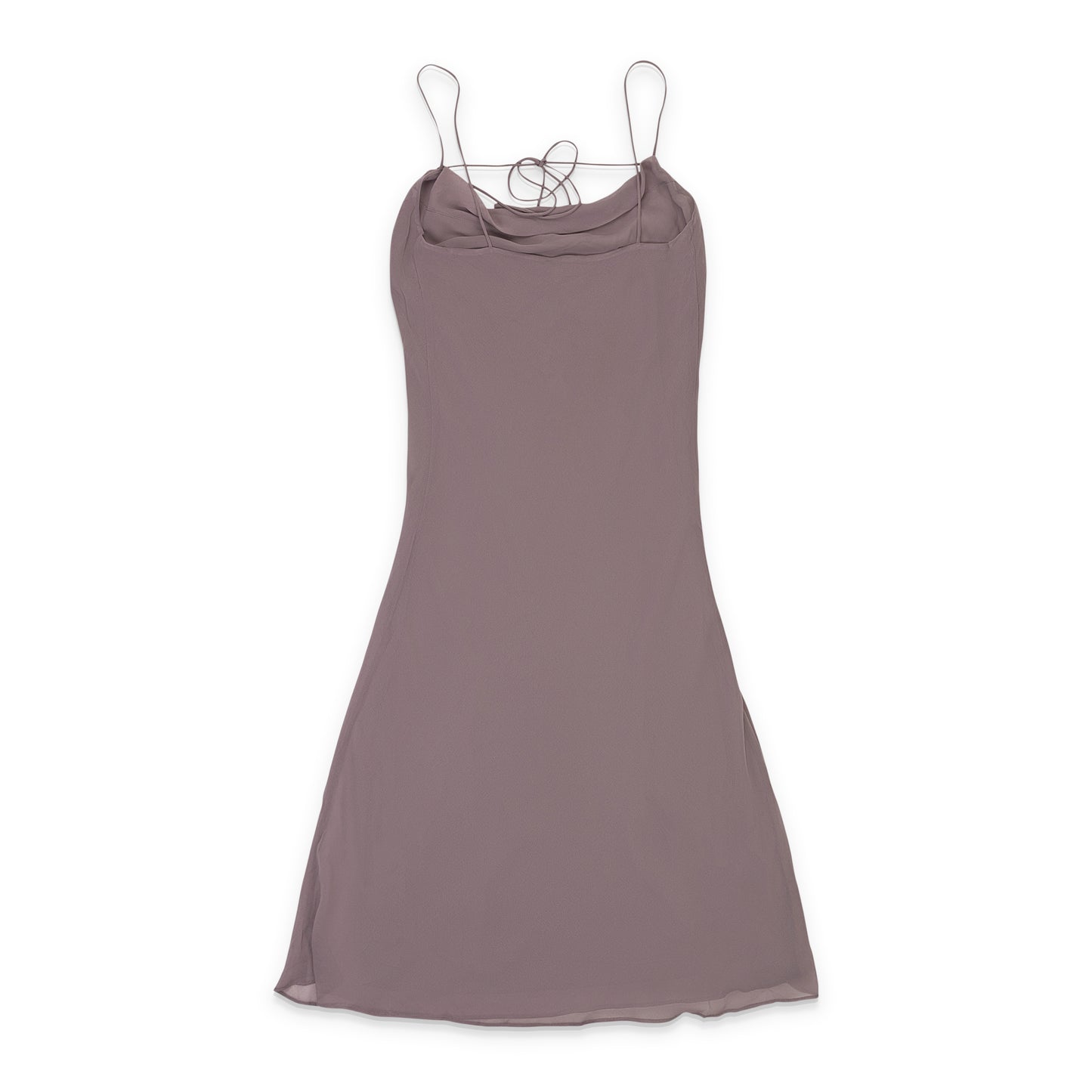 TIE BACK COWL GRAY SLIP DRESS