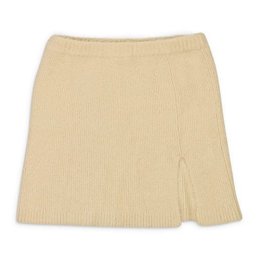 FURRY BEIGE MINI SKIRT