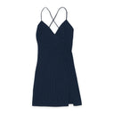 HIGH TIE NAVY SLIP DRESS