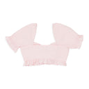 LACE UP RUFFLE PINK CROP TOP