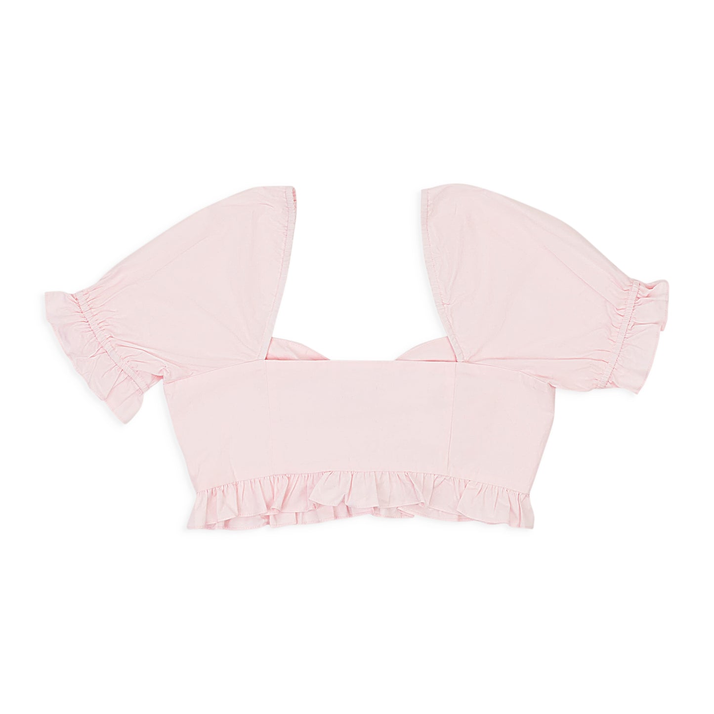 LACE UP RUFFLE PINK CROP TOP