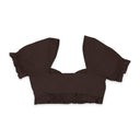 LACE UP RUFFLE CHOCOLATE CROP TOP