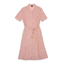 FLORAL BUTTON PINK TIE DRESS