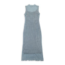 PLEATED LUREX LIGHT?BLUE TANK DRESS