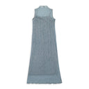 PLEATED LUREX LIGHT?BLUE TANK DRESS