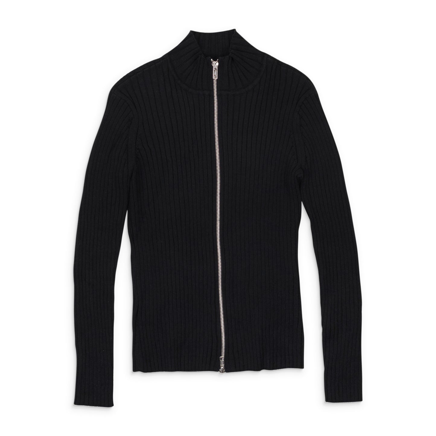 MOCK NECK BLACK ZIP-UP SHIRT