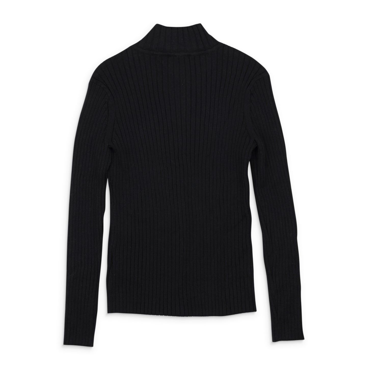 MOCK NECK BLACK ZIP-UP SHIRT