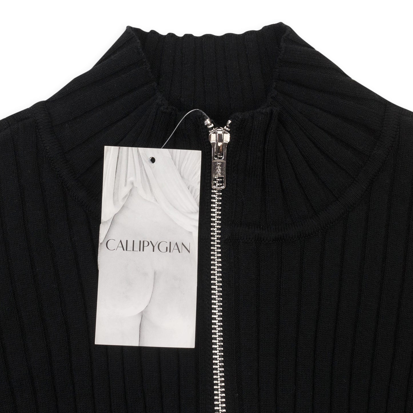 MOCK NECK BLACK ZIP-UP SHIRT