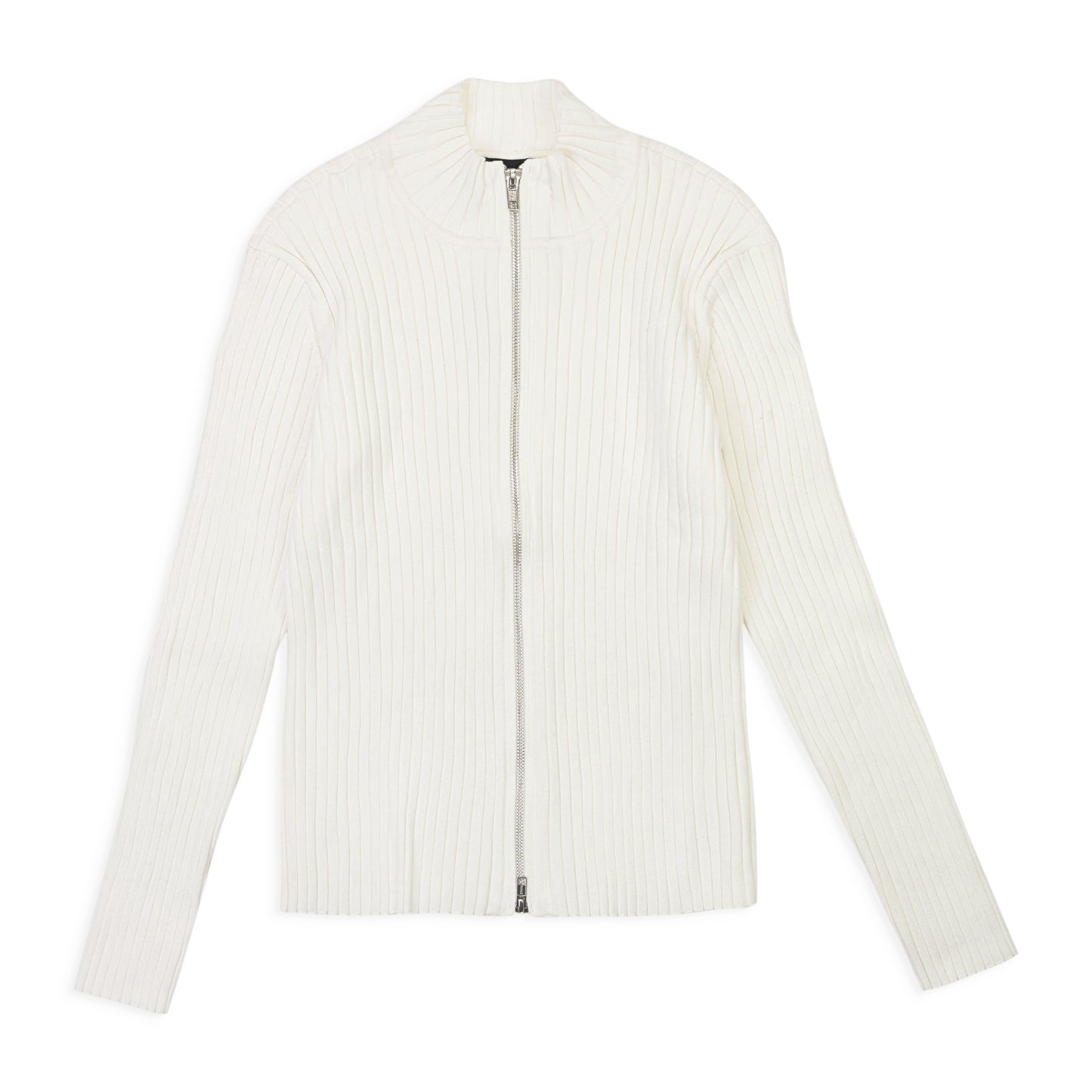 ZIP MOCK NECK WHITE ZIP-UP SHIRT